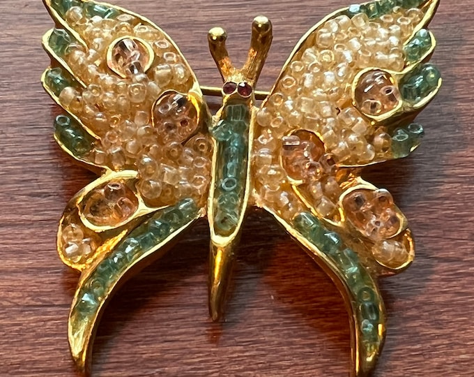 Vintage colorful butterfly brooch pin Art great gift