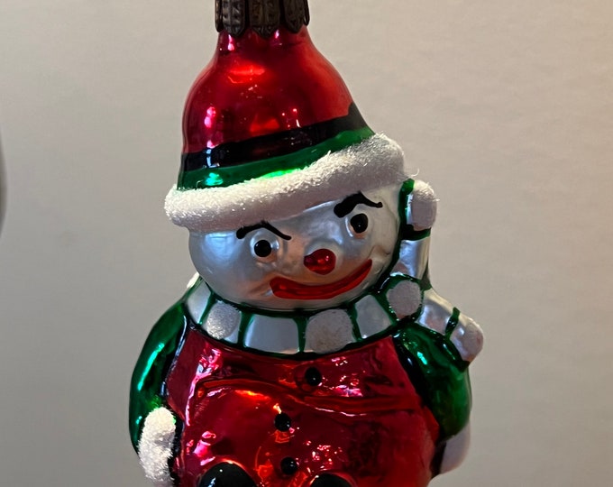 Vintage Snowman Hand Blown Inge Glas Germany Glass Ornament glass art Mid Century Modern ornaments Christmas Holiday