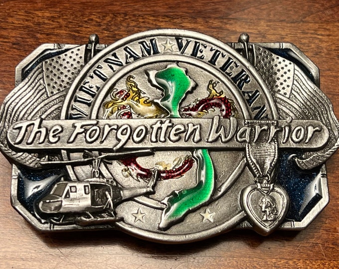 Siskayou Vietnam Veteran The Forgotten Warrior Belt Buckle, Honor A Veteran Buckle, Lover Antiques and Vintage