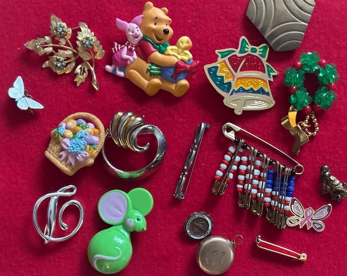Vintage Pin Collection Variety Jewelry Lot Lover Antiques and Vintage