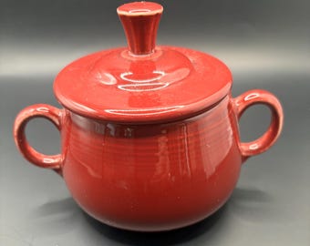 Vintage Fiesta Ware Scarlet Red Sugar Bowl Homer Laughlin Fiestaware Maroon Lover Antiques and Vintage