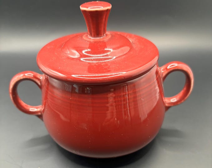 Vintage Fiesta Ware Scarlet Red Sugar Bowl Homer Laughlin Fiestaware Maroon Lover Antiques and Vintage