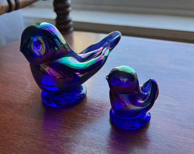 Vintage Leo Ward Rainbow Birds Set of 2 Purple Blue Birds Bluebirds Terra Studios Purple Rainbow Glass Art Lover Antiques and Vintage