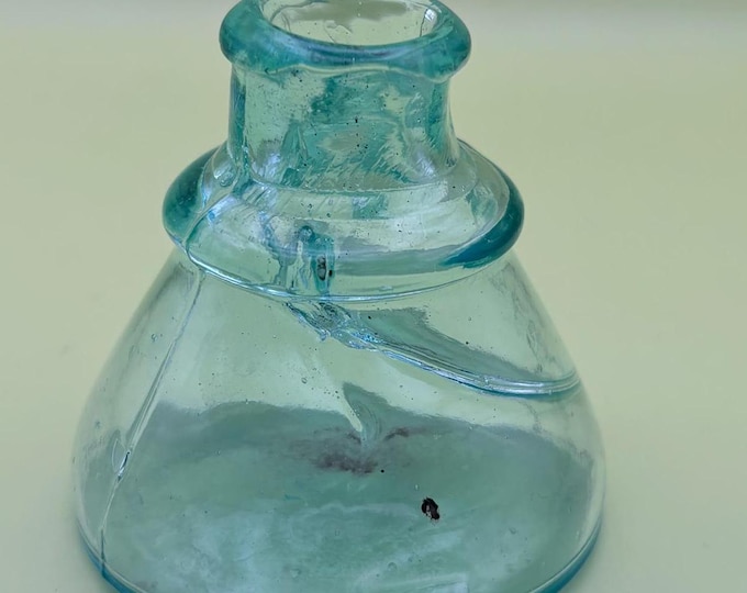 Antique Glass Ink Well Inkwell Glass Art Vanity Jar Dish Container Lover Antiques and Vintage