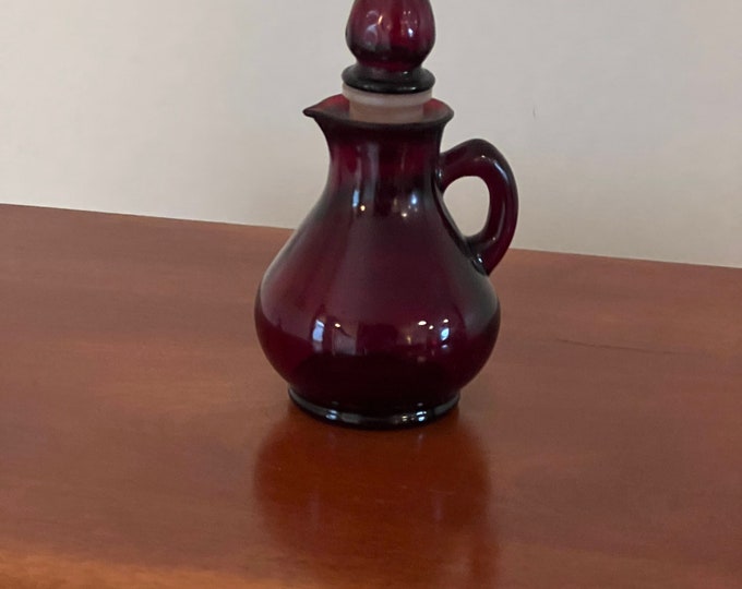 Vintage Avon Ruby Glass Oil & Vinegar Cruet Decanter