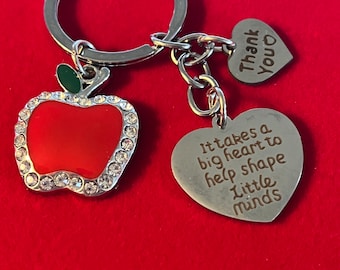 Apple Teacher Gift, Pretty Apple Keychain, Thank You Gift to a Teacher, Lover Antiques and Vintage