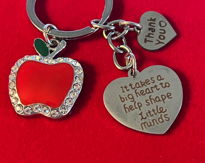 Apple Teacher Gift, Pretty Apple Keychain, Thank You Gift to a Teacher, Lover Antiques and Vintage