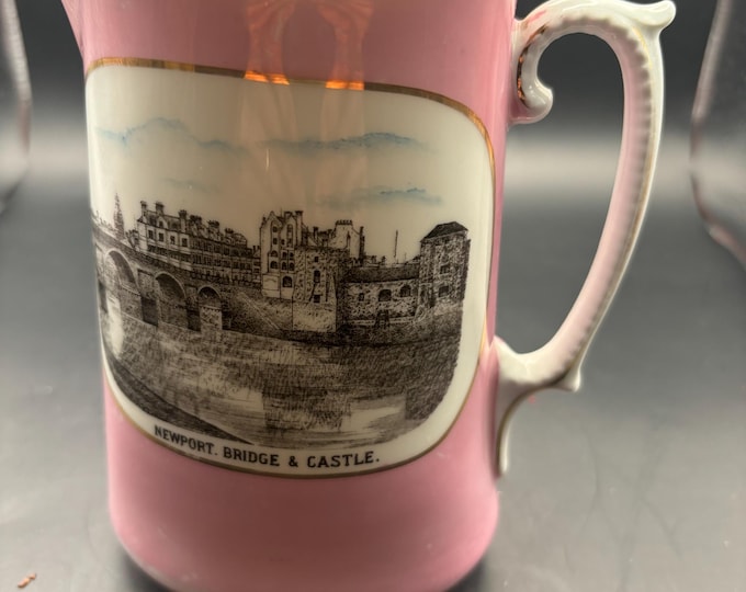 Vintage Pink Lustre Ware Newport Bridge & Castle Pitcher or Creamer Windsor Rose Made in England Lover Antiques and Vintage
