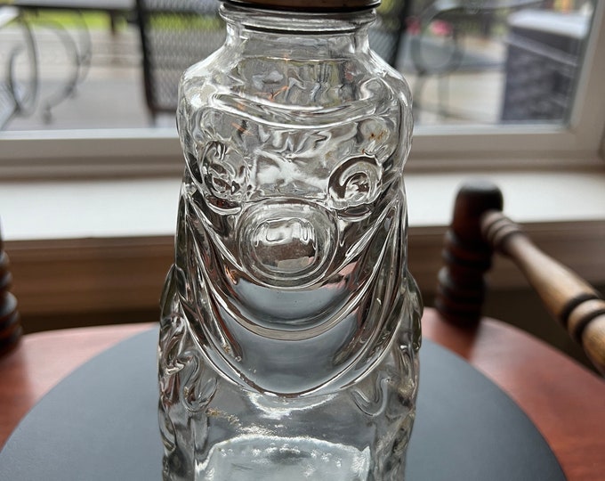 Vintage Clown Glass Bank with Metal Lid, Grapette Co., Camden Ark, Clown Sculpture Figurine, Grapette Soda Clown, Lover Antiques and Vintage
