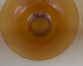 Vintage Amber Art Glass Vase Bowl - Eclectic Decor