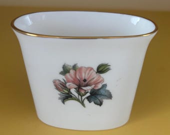 Vintage Royal Worcester of England Porcelain Toothpick Holder Hand Painted Violets Pattern Fine Bavarian China