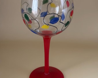 Hand Painted Wine Glass, Lights on Glasses, Lover Antiques and Vintage