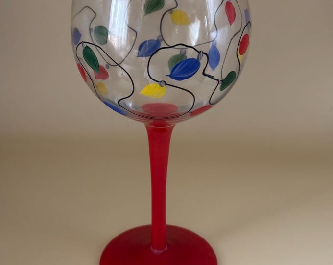 Hand Painted Wine Glass, Lights on Glasses, Lover Antiques and Vintage