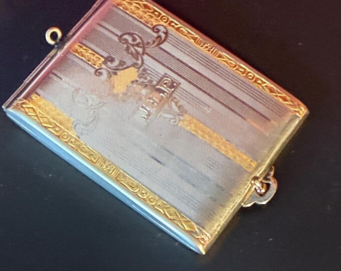 Antique Elgin Pocket Case, Etched Silver with Gold Inlaid Decorative, EAM
