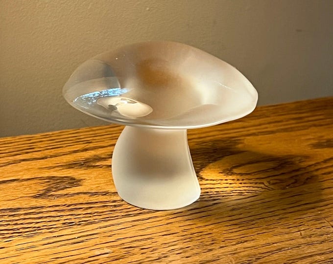 Vintage Viking Mushroom Glass Art Frosted Mushroom Figurine Lover Antiques and Vintage