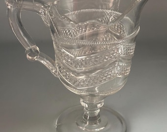 Antique EAPG Pattern Glass Pitcher Zig Zag Band Creamer Pitcher Lover Antiques and Vintage