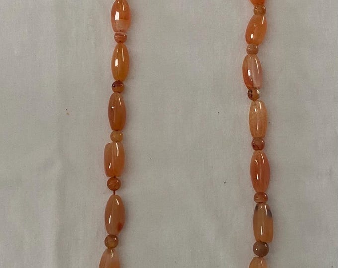 Vintage Carnelian Beaded Stone Necklace Orange Jewelry Unique Gift Opportunity Lover Antiques and Vintage