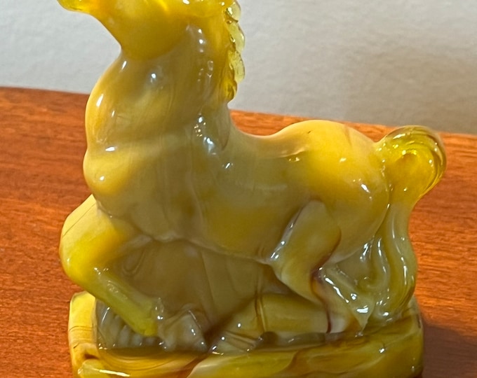 Vintage Boyd Joey the Horse Joe Figurine Slag Glass Goldish Brown Color Hollow 1980 #FIG666
