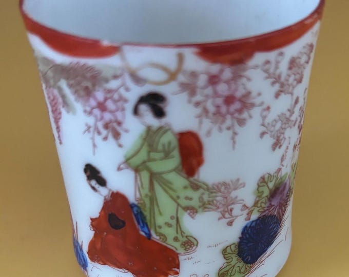 Antique Saké Cup Japanese Geisha Girls Cup Lover Antiques and Vintage