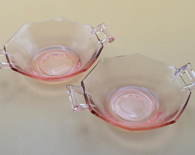 Antique Heisey Pink Glass Small Nut or Candy Dishes Set of 2 Pink Glass with Handles Lover Antiques and Vintage