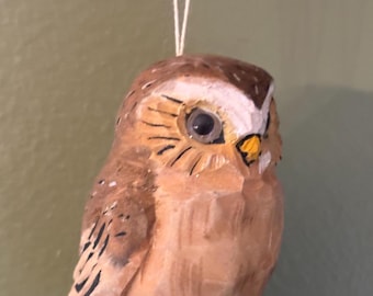 Vintage Hand Carved and Hand Painted Owl Figurine Ornament Lover Antiques and Vintage