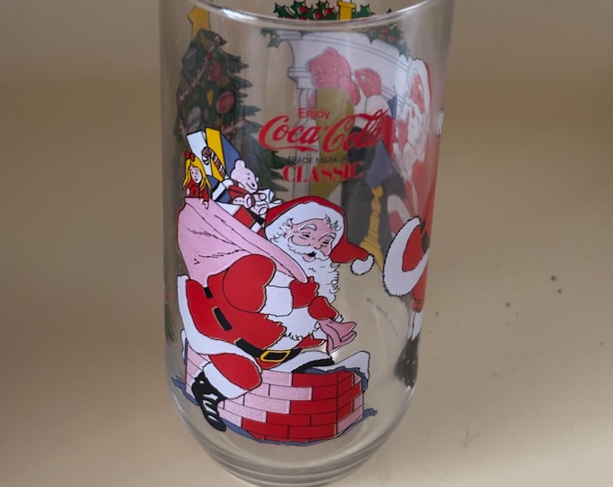 Vintage Santa Glass Coca Cola Cup Lover Antiques and Vintage