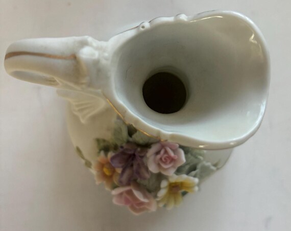 Vintage Lefton Hand Painted Porcelain Pitcher With Handle
