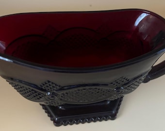 Avon Cape Cod Gravy Boat Dish Bowl Ruby Red Glass Lover Antiques and Vintage