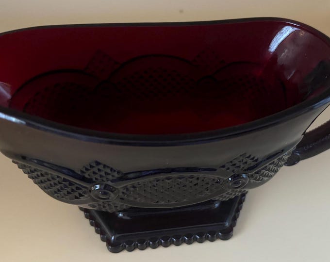 Avon Cape Cod Gravy Boat Dish Bowl Ruby Red Glass Lover Antiques and Vintage