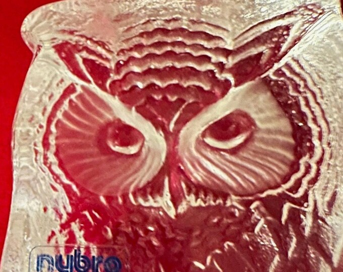 Vintage Glass Owl Paperweight by Swedish Nybo, Vintage Glass Art Owl, Swedish Glass Owl, Lover Antiques and Vintage