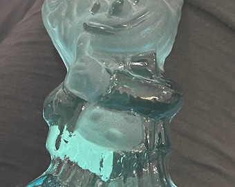 Vintage Viking Blue Green Glass Clown Bookend Paperweight Signed Art Glass Lover Antiques