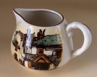 Lancaster Creamer Earthenware Floral Multi-Colored Leaves, Home Decor, Gift for Her or Him