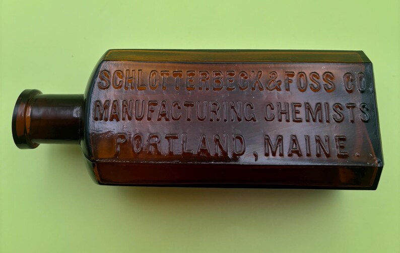 Amber Foss Antique Amber Glass Bottle Schlotterbeck & Foss Co. Manufacturing ...