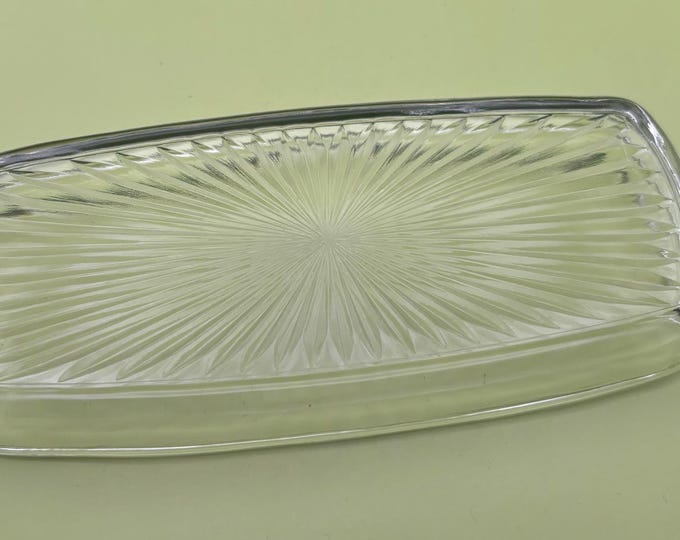 Antique Cut Glass Glass Butter Liner Dish Star Burst Pattern Lover Antiques and Vintage