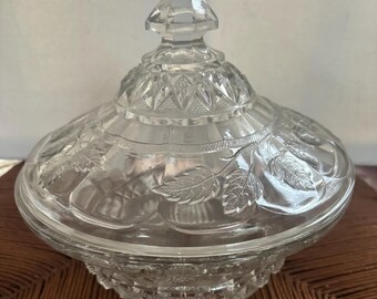 Antique Glass Adorned with Strawberries Glass Covered Dish with Lid Lover Antiques and Vintage