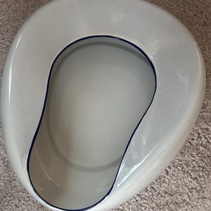 Antique Enamel and Porcelain Queen Columbian Made Bed Pan Planter Home Decor Lover Antiques