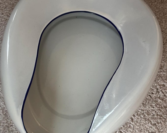 Antique Enamel and Porcelain Queen Columbian Made Bed Pan Planter Home Decor Lover Antiques