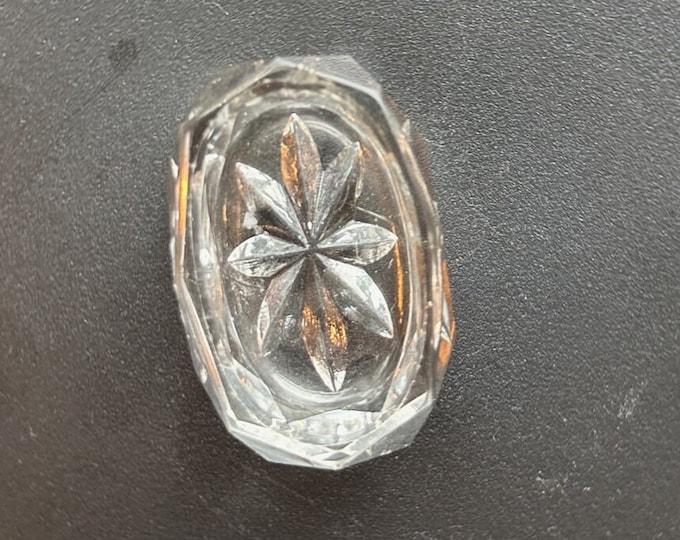 Vintage Clear Cut Glass Oval Crystal Dish, Container, Figurine, Sugar Dish, Toothpick Holder, Glass Art Lover Antiques and Vintage