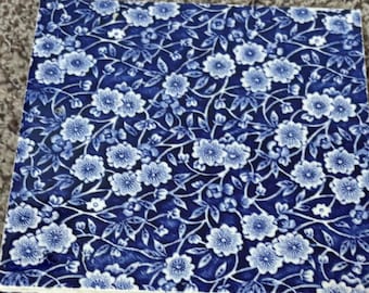 Vintage Calico Trivet, Burleigh Blue and White Floral Transferware, England Ironstone, Decorative Antique Kitchenware, Collectible Gift Idea