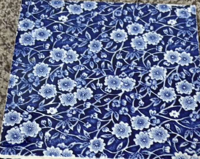 Vintage CALICO Blue and White Floral Trivet Royal Crownford Ironstone England Blue and White Floral Transferware Lover Antiques