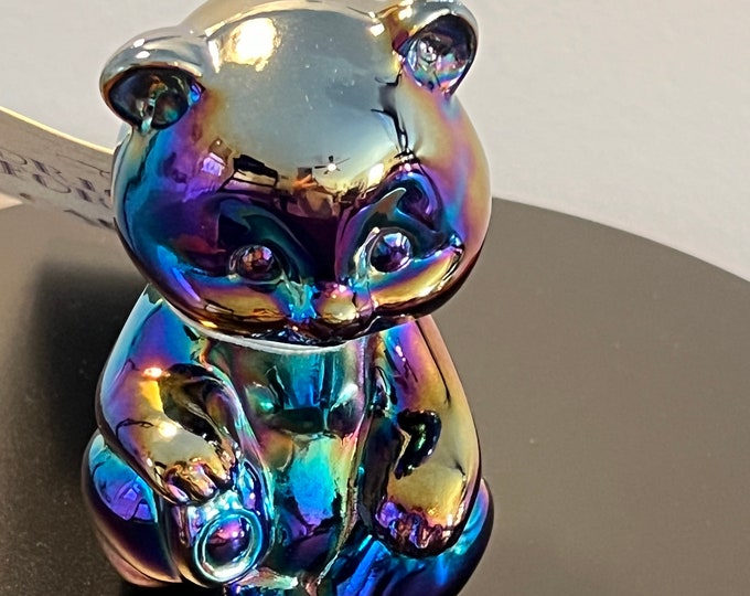 Vintage Fenton Iridescent Red Carnival Glass Bear Cub Animal Glass Art Lover Antiques and Vintage