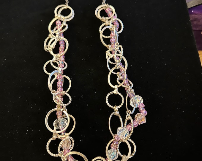 Vintage Pink Circles Necklace With Gold Accents Jewelry Pretty Things Lover Antiques