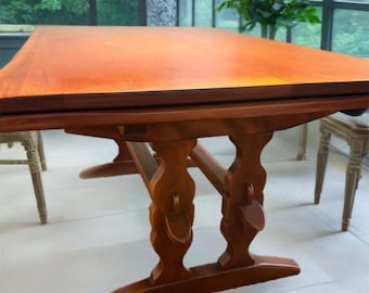 Cushman Colonial Creations Brandywine Manor Table No. 7030 Double Trestle Table Cushman Mid Century Table Lover Antiques and Vintage