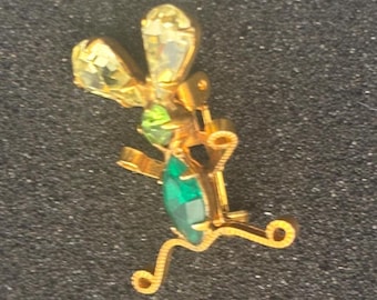 Vintage Gold Mouse Brooch Pin with Green Gemstones Scatter Pins Lover Antiques and Vintage