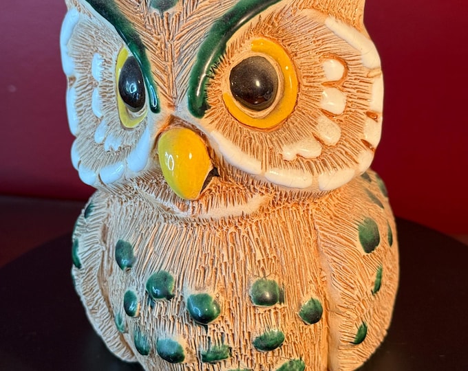 Horned Owl Figure Peruvian CAZ Pottery Vintage Folk Art