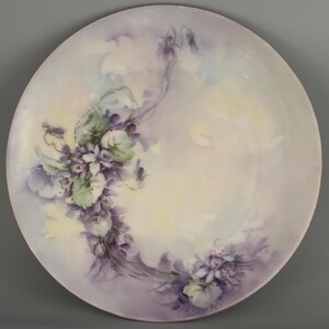 Antique Bavarian Porcelain Plate with Purple Flowers Floral Design ZS & C Bavaria Lover Antiques and Vintage