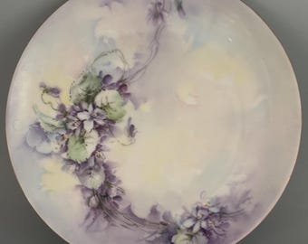Antique Bavarian Porcelain Plate with Purple Flowers Floral Design ZS & C Bavaria Lover Antiques and Vintage