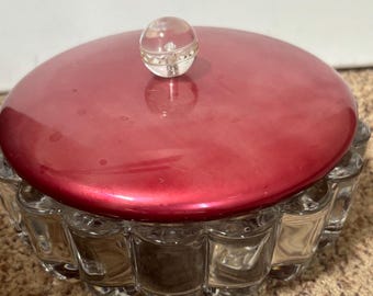 Vintage Heisey Divided Covered Crystal Glass Dish with Lid 3 Part Divided Plate Lover Antiques and Vintage