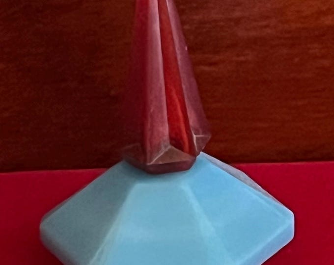 Cacharel Lou Lou Perfume Blue Glass Bottle, Designer Annegret Beier, 1.7 fl oz, 50 ml Eau de Parfum, Lover Antiques