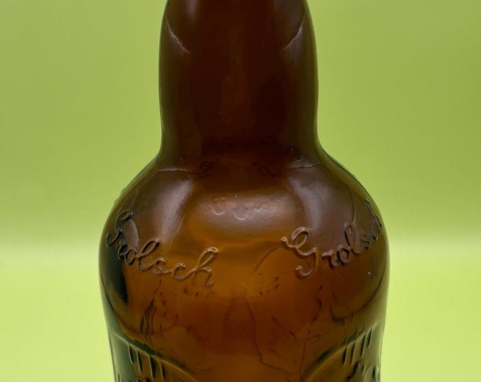 Vintage Grolsch Beer Bottle Dark Brown Amber Glass Bottle Orange Glass Jar Embossed Glass Swing Top Porcelain Cap Lover Antiques
